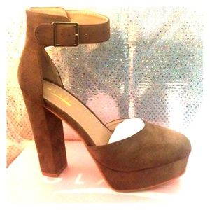Taupe Closed Round Toe Platform